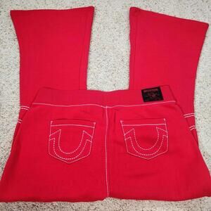 NEW True Religion Pull-On Flare Jeans Red Anniversary XL